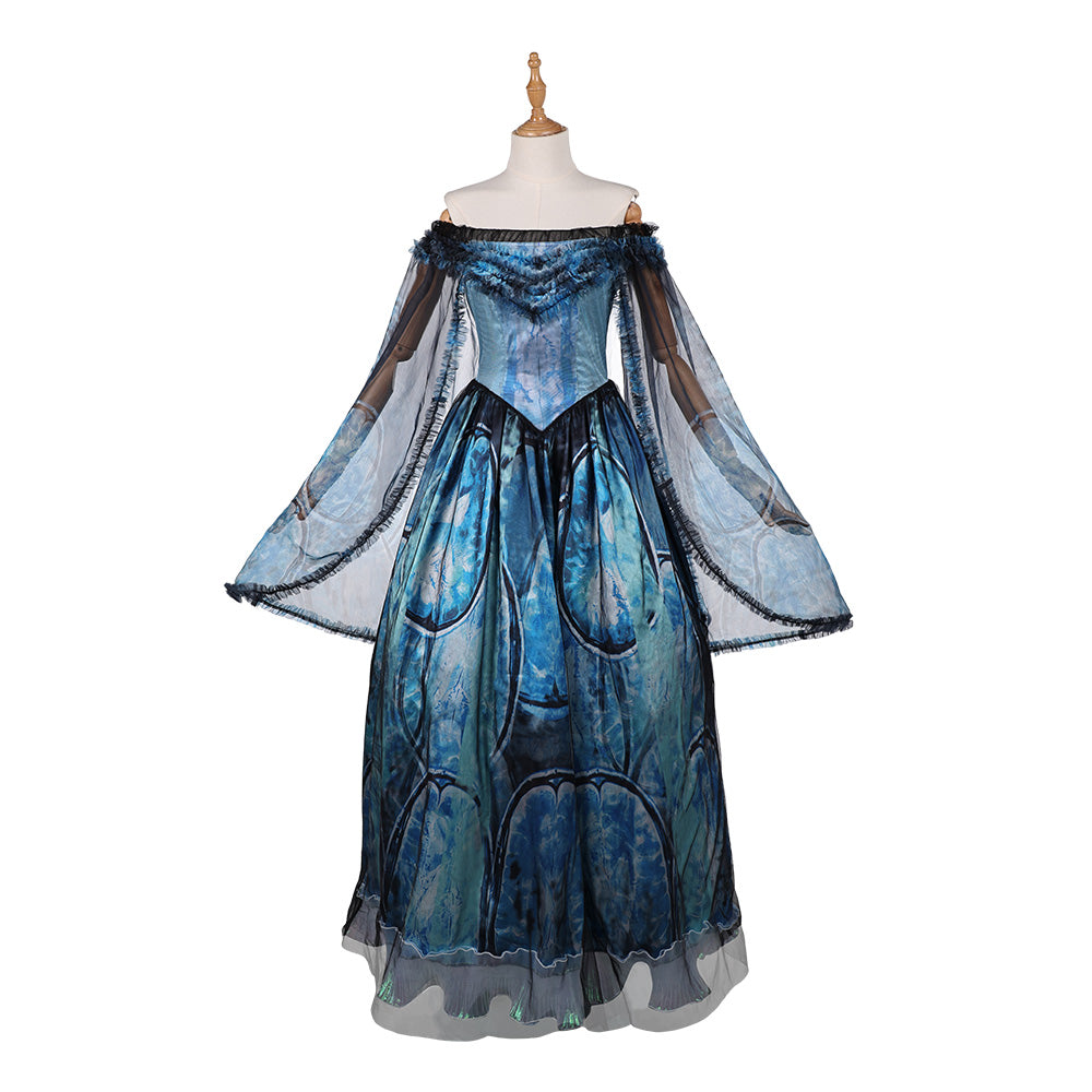 Frankenstein (2025) Elizabeth Blue Dress Outfits Halloween Cosplay Costume