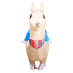 Funny Two People Riding Alpaca Inflatable Animal Outfits Cosplay Costume Halloween Suit