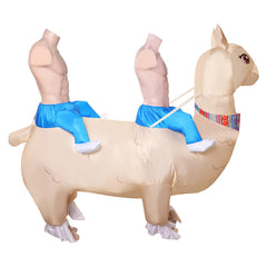 Funny Two People Riding Alpaca Inflatable Animal Outfits Cosplay Costume Halloween Suit