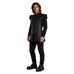 Game of Thrones Jon Snow Black Leather Vest Set Outfits Cosplay Costume