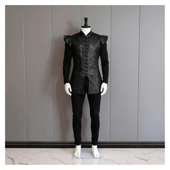 Game of Thrones Jon Snow Black Leather Vest Set Outfits Cosplay Costume