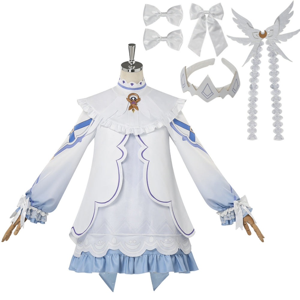 Genshin Impact Columbina Dream Journey Blue White Dress Set Outfits Cosplay Costume