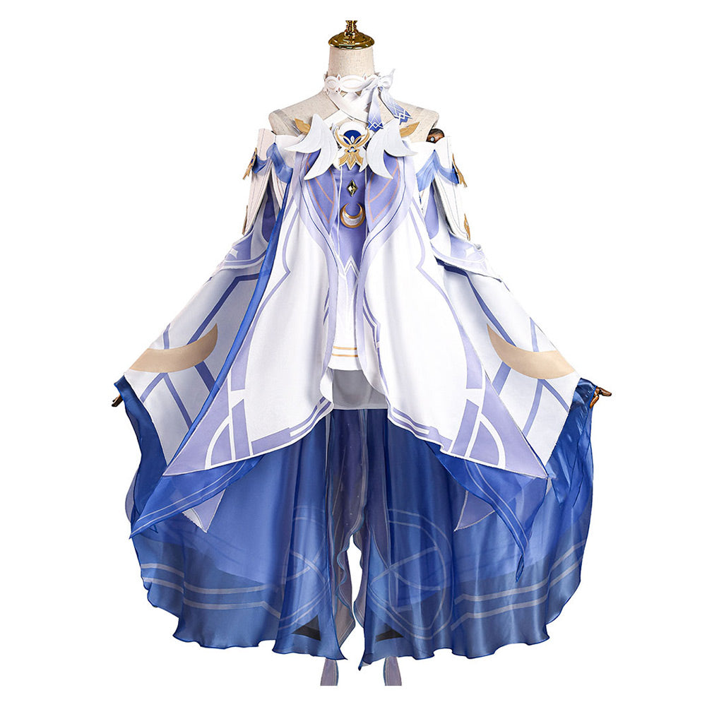 Genshin Impact Columbina White Blue Set Outfits Cosplay Costume
