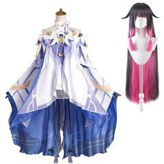Genshin Impact Columbina White Blue Set Outfits Cosplay Costume