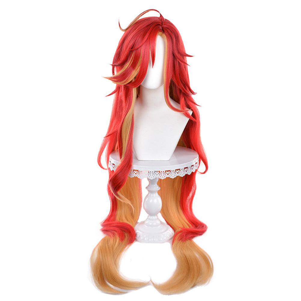 Genshin Impact Mavuika Red Cosplay Wig Heat Resistant Synthetic Hair Accessories Props