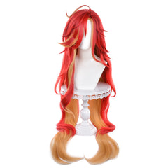 Genshin Impact Mavuika Red Cosplay Wig Heat Resistant Synthetic Hair Accessories Props
