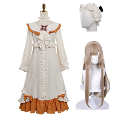 Genshin Impact Sandrone White Yellow Dress Fatui Tea Party Sleepwear Outfits Cosplay Costume