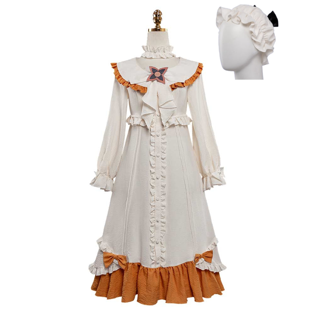 Genshin Impact Sandrone White Yellow Dress Fatui Tea Party Sleepwear Outfits Cosplay Costume