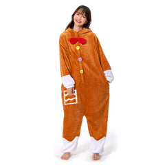 Gingerbread Man Cosplay Costume Pajamas Outfits Halloween Christmas Carnival Party Suit - OLAOLA