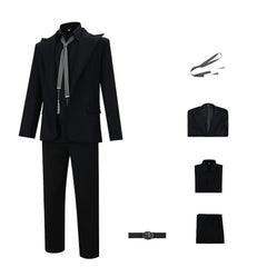 Good Omens Crowley Demon Black Suit Set Outfits Halloween Cosplay Costume
