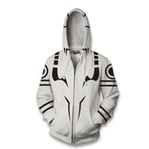 Ryomen Sukuna White Zip Up Printed Hoodie Jacket Sweatshirt Cosplay Costume