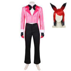 Hazbin Hotel 2 (2025) Alastor Cannibal Town Pink Suit Set Outfits Halloween Cosplay Costume