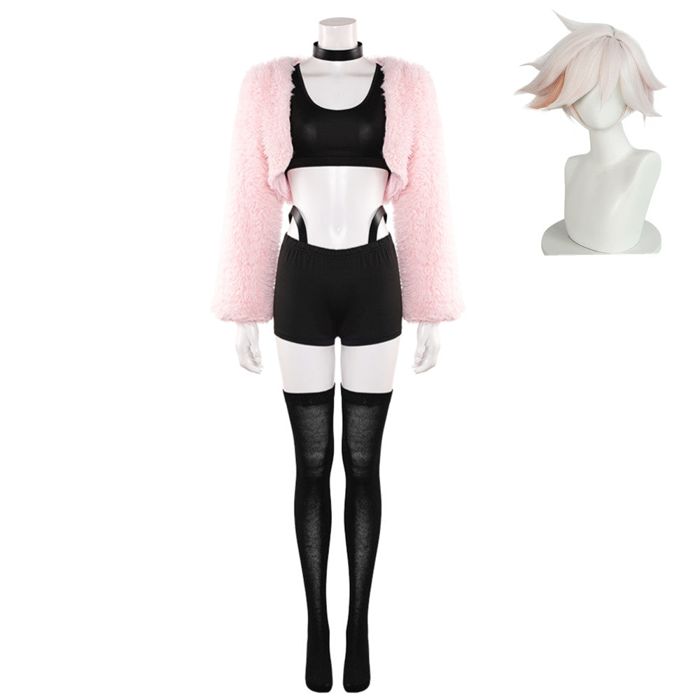 Hazbin Hotel 2 (2025) Angel Dust Pink Coat Black Set Outfits Cosplay Costume