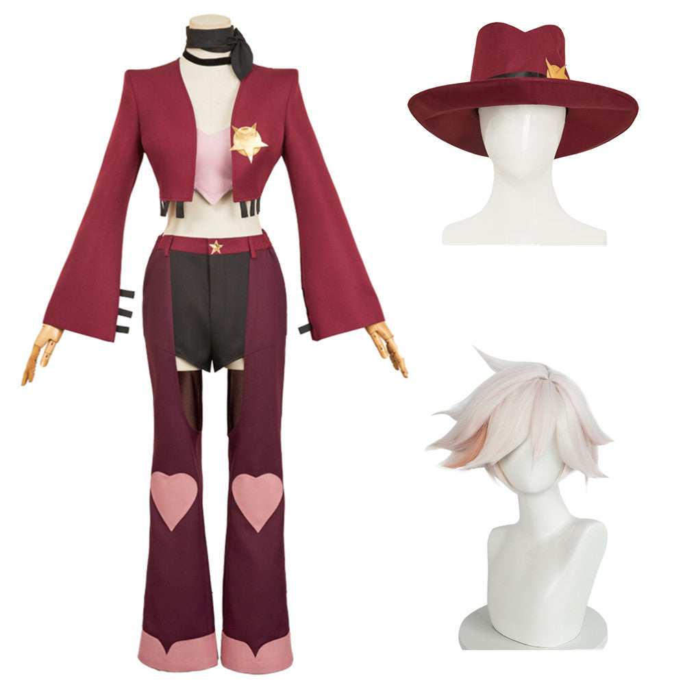 Hazbin Hotel 2 (2025) Angel Dust Rose Red Set Cosplay Costume Halloween Carnival Suit