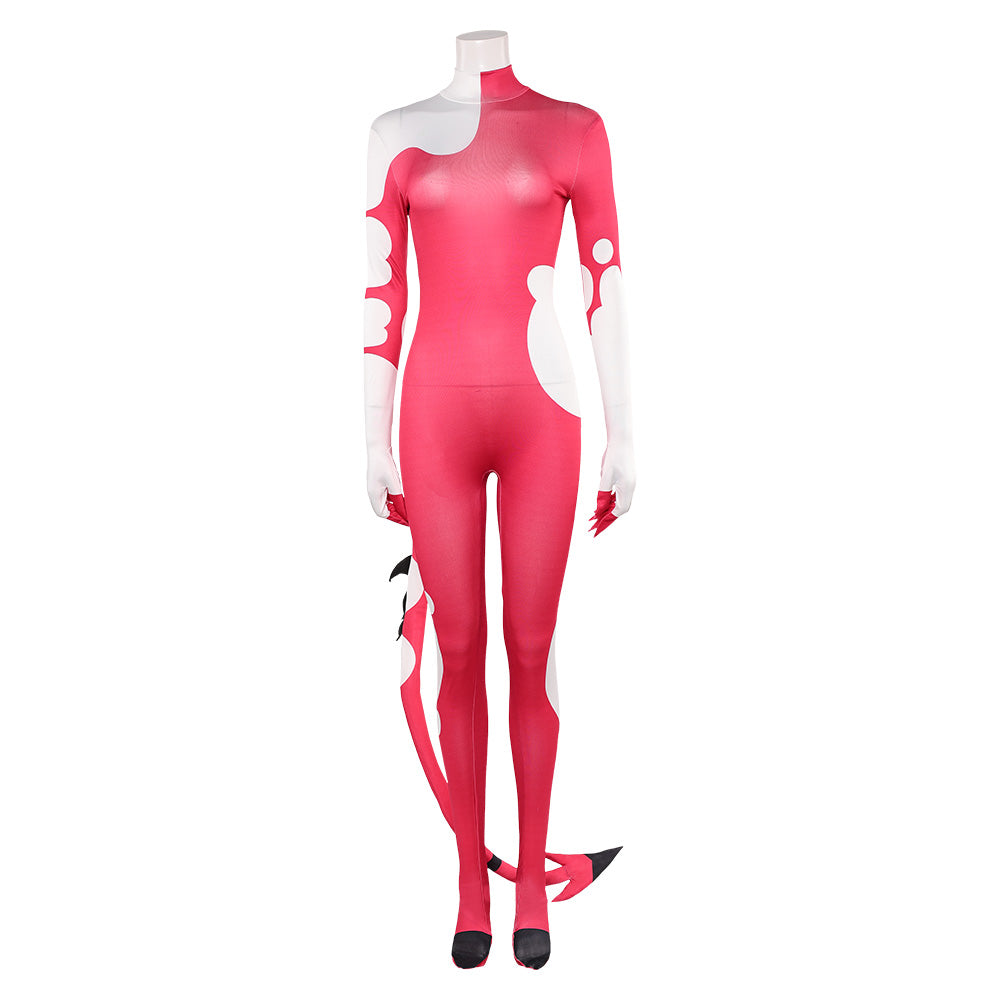 Hazbin Hotel 2 (2025) Blitz Red Jumpsuit With Tail Outfits Halloween Cosplay Costume