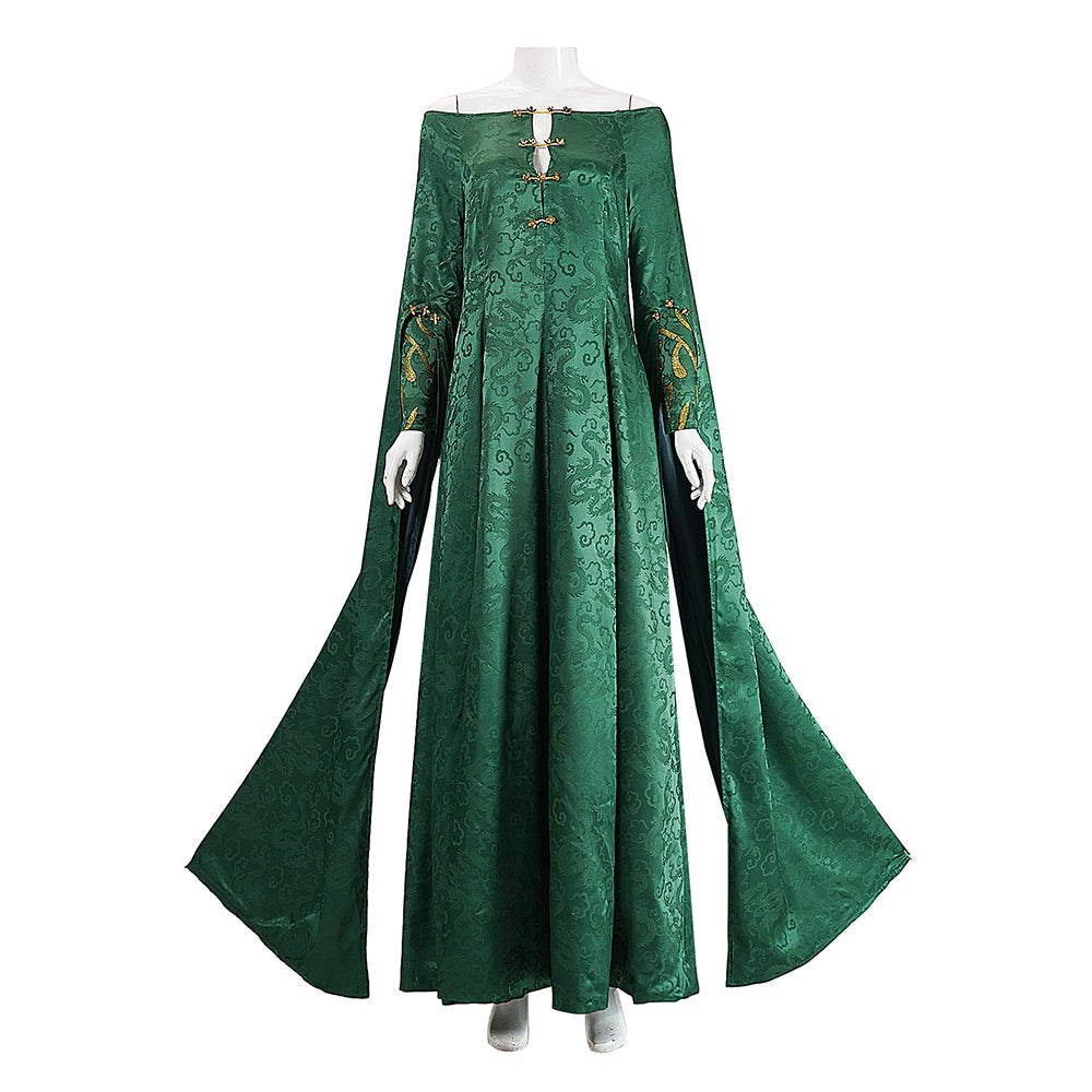 House Of The Dragon Alicent Hightower Green Yellow Dress Outfits Cosplay Costume