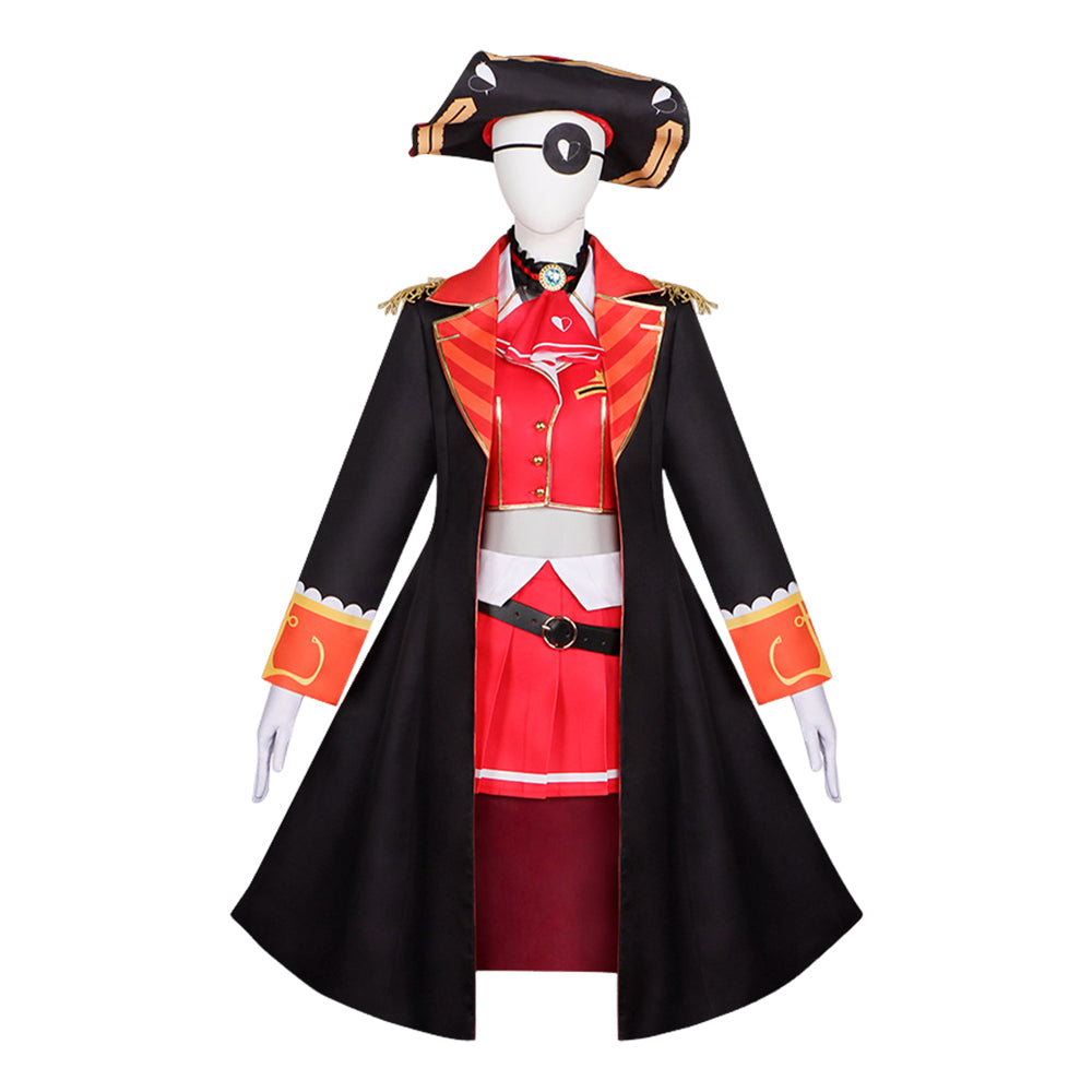 Houshou Marine Black Red Pirate Set Outfits Cosplay Costume Halloween Suit