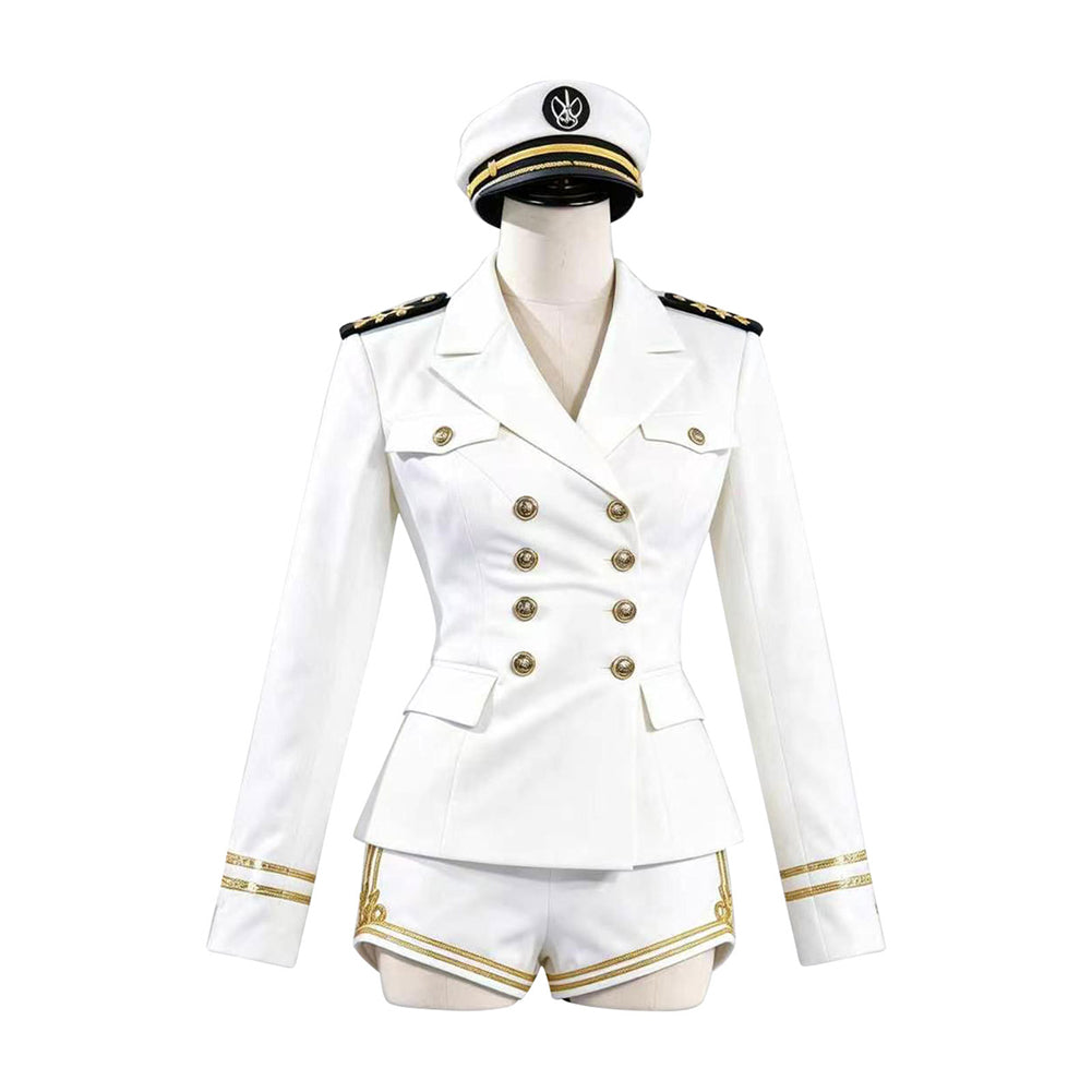 Idol Band Singer Genie White Sailor Set Outfits Stage Performance Cosplay Costume