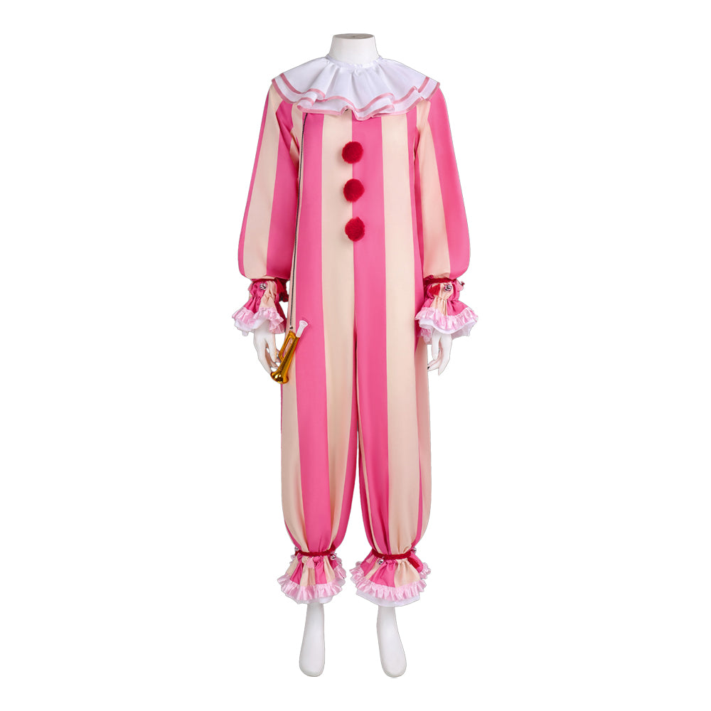 It: Welcome To Derry (2025) Pennywise Pink Striped Clown Outfits Halloween Cosplay Costume