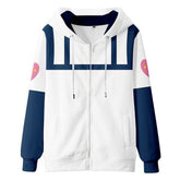Jonathan Joestar White Printed Zip-Up Hoodie Sweatshirt Outfits Cosplay Costume