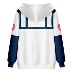 Jonathan Joestar White Printed Zip-Up Hoodie Sweatshirt Outfits Cosplay Costume
