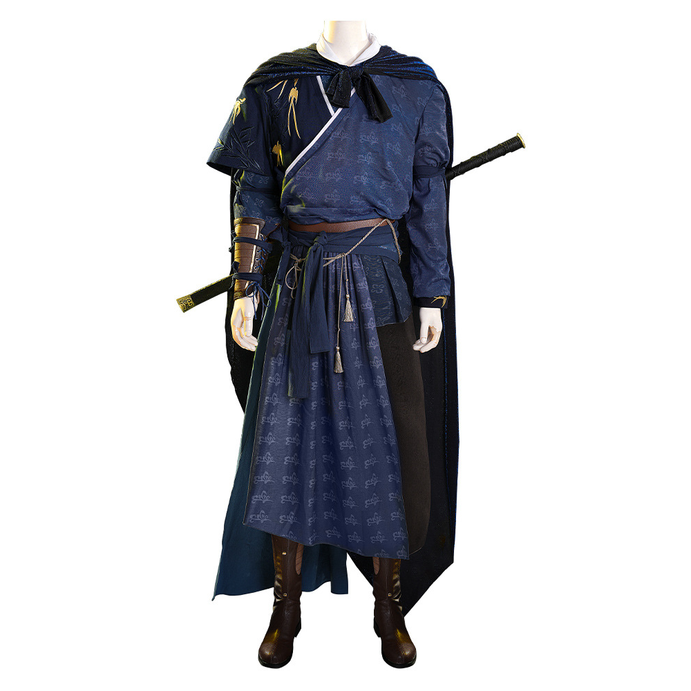 Where Winds Meet (2025) Jiang Yan Blue Set Wuxia Hanfu Outfits Cosplay Costume