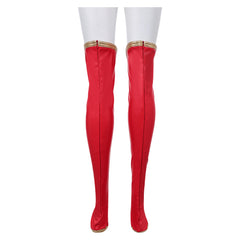 Kara Red Leather Knee High Socks Stockings Cosplay Accessories Halloween Props