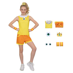 Kid Children The Super Mario (2026) Princess Daisy Yellow Sports Outfits Cosplay Costume
