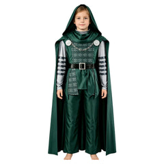 Kids Children Avengers: Doomsday (2026) Doctor Doom Green Tunic Pants Cloak Set Outfits Cosplay Costume