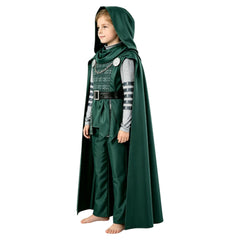 Kids Children Avengers: Doomsday (2026) Doctor Doom Green Tunic Pants Cloak Set Outfits Cosplay Costume