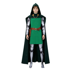 Kids Children Avengers: Doomsday (2026) Doctor Doom Jumpsuit Dress Cloak Set Outfits Cosplay Costume