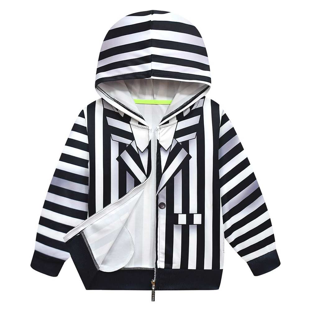 Kids Children Beetlejuice 2 (2024) Beetlejuice Black White Hoodie Outfits Cosplay Costume