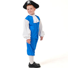 Kids Children Blue Pirate Captain Outfits Cosplay Costume Halloween Carnival Suit