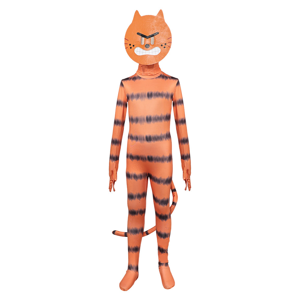 Kids Children Dog Man (2025) Petey The Cat Orange Jumpsuit Mask Outfits Cosplay Costume