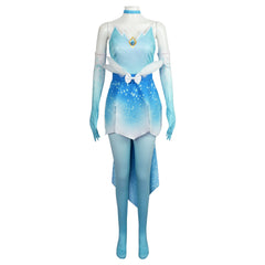 Kids Children Game Princess Peach: Showtime! (2024) Ice Flower Peach Blue Dress Outfits Cosplay Costume Halloween Carnival Suit
