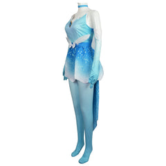 Kids Children Game Princess Peach: Showtime! (2024) Ice Flower Peach Blue Dress Outfits Cosplay Costume Halloween Carnival Suit