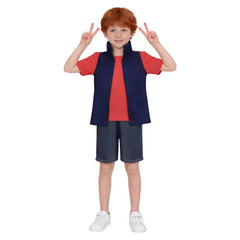 Kids Children Gravity Falls Dipper Pines Blue Vest Red Shirt Set Outfits Cosplay Costume