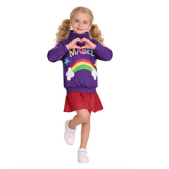 Kids Children Gravity Falls Mabel Purple Top Red Skirt Outfits Cosplay Costume