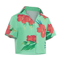 Kids Children KPop Demon Hunters (2025) Abby Saja Green Shirt Cosplay Costume