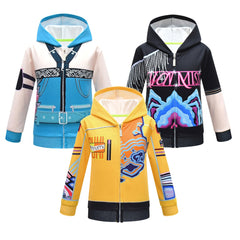 Kids Children KPop Demon Hunters (2025) Huntrix Rumi Mira Zoey Printed Zip Up Hoodie Cosplay Costume