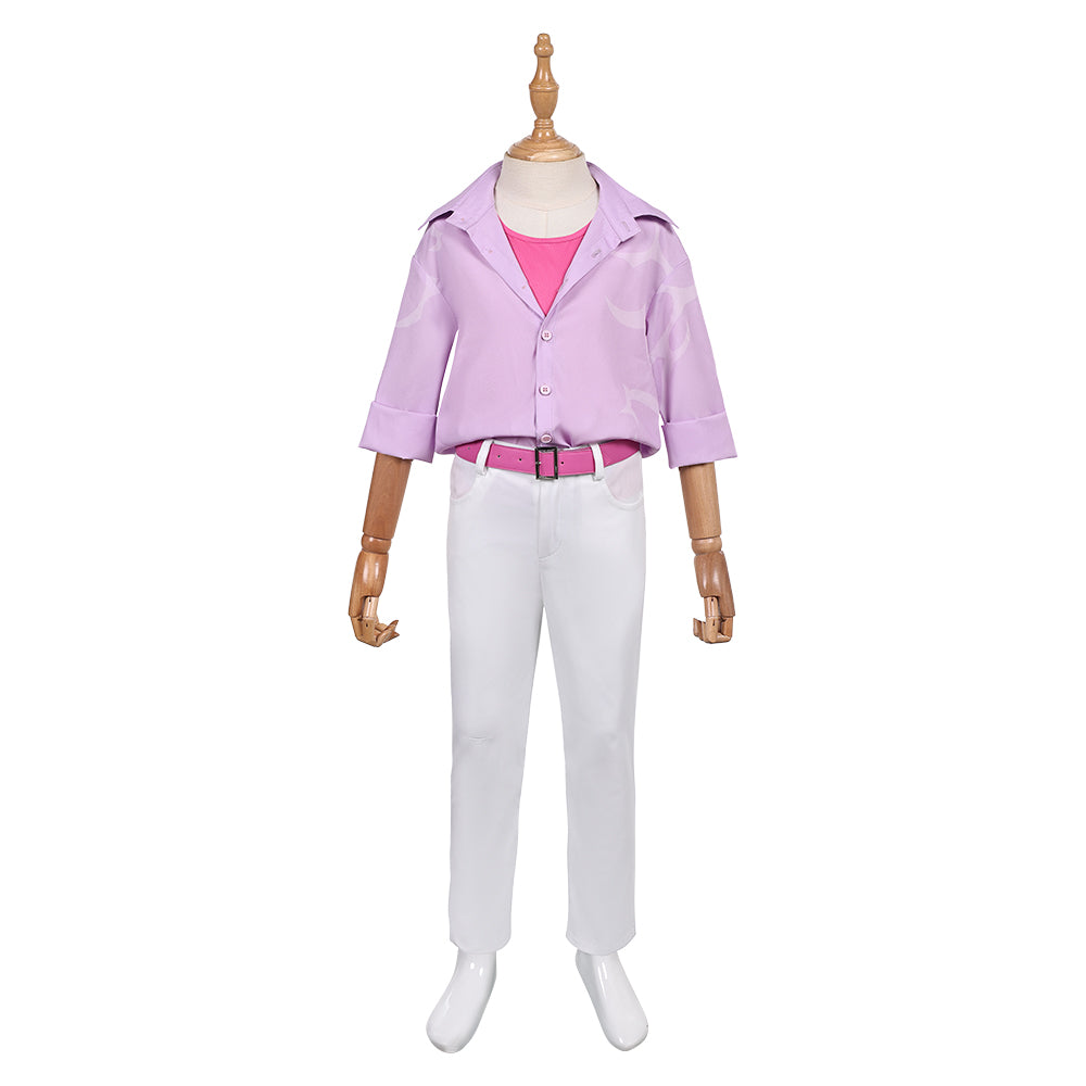 Kids Children KPop Demon Hunters (2025) Jinu Saja Pink Shirt Set Outfits Cosplay Costume