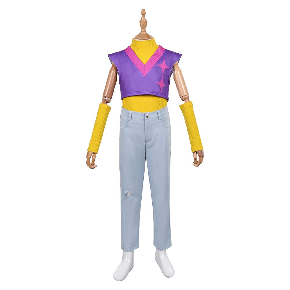 Kids Children KPop Demon Hunters (2025) Mystery Purple Yellow Set Outfits Cosplay Costume
