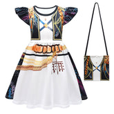 Kids Children KPop Demon Hunters (2025) Rumi Printed Black White Dress Bag Outfits Cosplay Costume