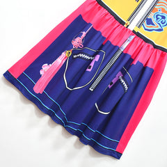 Kids Children KPop Demon Hunters (2025) Rumi Printed Yellow Blue Dress Bag Outfits Cosplay Costume