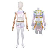 Kids Children KPop Demon Hunters (2025) Rumi Zoey What It Sounds Like White Set Cosplay Costume