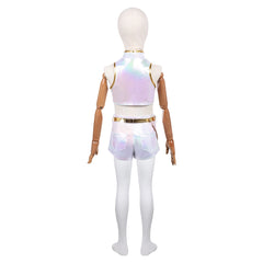 Kids Children KPop Demon Hunters (2025) Rumi What It Sounds Like White Set Cosplay Costume