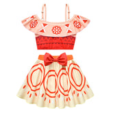 Kids Children Moana (2024) Moana Orange Patterned Swimsuit Cosplay Costume Outfits