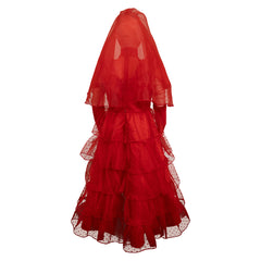 Kids Children Movie Beetlejuice (2024) Lydia Red Wedding Dress Cosplay Costume Outfits Halloween Carnival Suit