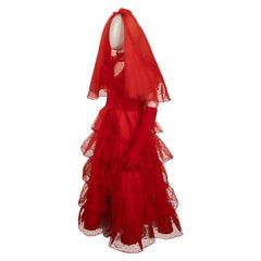 Kids Children Movie Beetlejuice (2024) Lydia Red Wedding Dress Cosplay Costume Outfits Halloween Carnival Suit