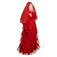 Kids Children Movie Beetlejuice (2024) Lydia Red Wedding Dress Cosplay Costume Outfits Halloween Carnival Suit